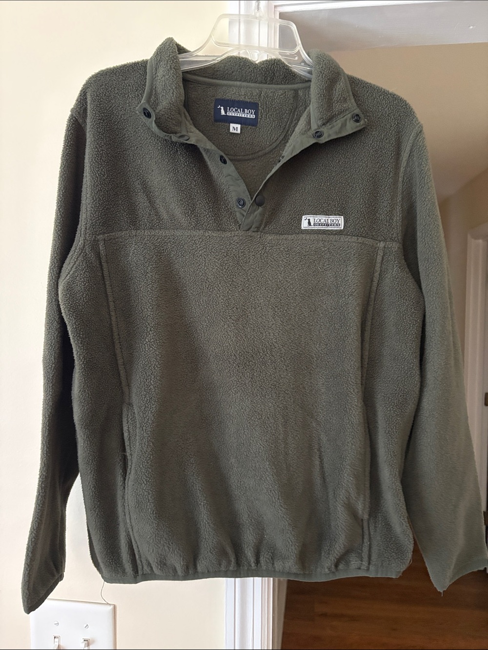 Local Boy Men's Olive Green Zip-Up Fleece Pullover